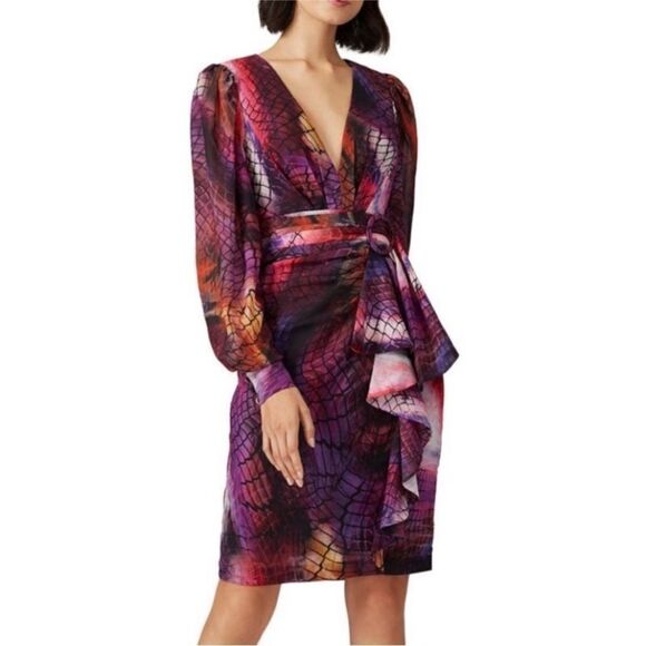 Flor et.al Lauper Purple Belted Long Sleeve Mini  Dress| Size 6 - Picture 1 of 11